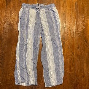 Old Navy striped linen drawstring cropped pants